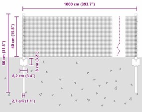 Cerca de Arame Soldado com 5 Postes em U Prateada 0.4x10 m Aço