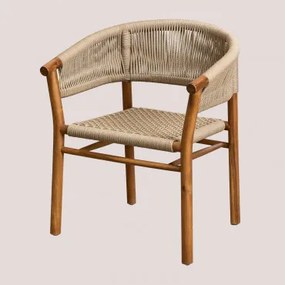 Cadeira De Jantar Tenay Classic Em Madeira De Acácia E Corda Trançada Com Braços Castanho Trigo - Sklum