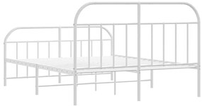 Estrutura de cama com cabeceira e pés 150x200 cm metal branco