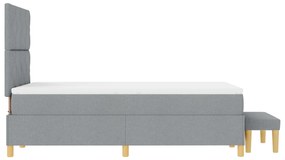 Cama Box Spring com Colchão &amp; Banco Cinza Claro 120 x 190 cm Tecido