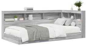 Cama com Estante Cinza Sonoma 90x200 cm Madeira Engenharia