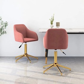 vidaXL Cadeiras de jantar giratórias 2 pcs veludo rosa