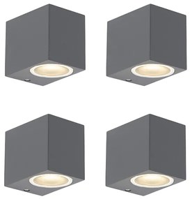 Conjunto de 4 Apliques Modernos Cinza Escuro IP44 - Baleno Moderno
