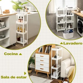 Conjunto de 2 estantes de casa de banho ou cozinha de 3 camadas 36 x 23 x 99,5 cm branco