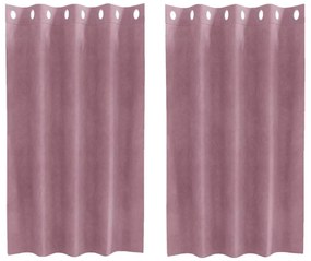 Cortinas Blackout vidaXL com Ilhós 2 pcs Veludo Rosa Escuro