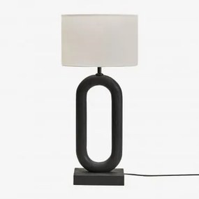 Candeeiro De Mesa Em Madeira De Manga Tiberia Preto Claro & Branco Ø30 Cm - ↑20 Cm Arlina - Sklum