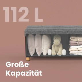 Banco com espaço de arrumação 38 x 110 x 40 cm cinzenta
