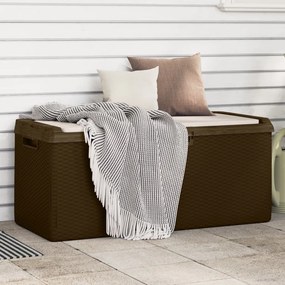 vidaXL Caixa de arrumação para jardim c/ assento 350 L PP castanho