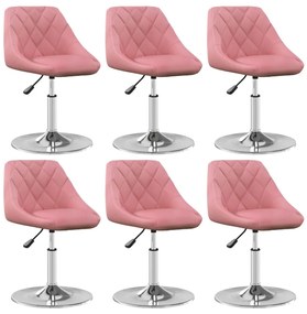 Cadeiras de jantar giratórias 6 pcs veludo rosa