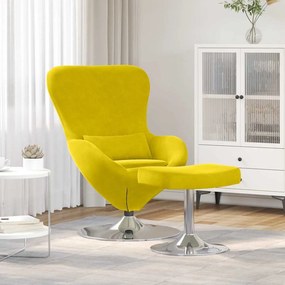 Poltrona Egg vidaXL com Puff Veludo Amarelo