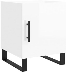 Mesa cabeceira 2pcs 40x40x50cm deriv. madeira branco brilhante