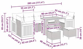 Conjunto de Sofá de Jardim VidaXL de 10 Peças com Almofadas Bege de Vi