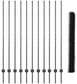 Conjunto de Cerca Conjunto de 2 Cinza Metal 25 x 1.5 m Robusto