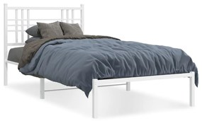 Estrutura de cama com cabeceira 90x190 cm metal branco