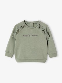 Sweat em moletão, personalizável, para bebé verde-salva