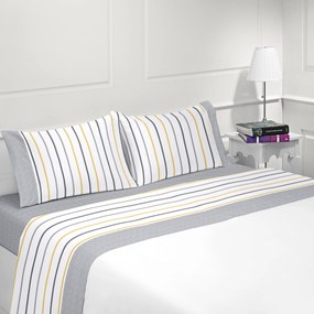 Jogo de lençóis 100% algodão - PRAGA da Casa&Algodão: cama 180cm - 1 sábana encimera 260 x 290 cm + 1 bajera ajustable 180 x 200 + 30 cm + 2 funda almohada 50x70 cm