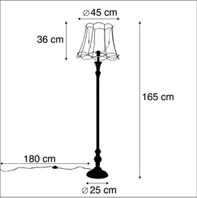 Candeeiro de pé preto com abajur Granny Frame 45 cm - Clássico Clássico / Antigo