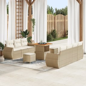 Conjunto de Sofá para Jardim vidaXL de 10 peças com Almofadas Bege em