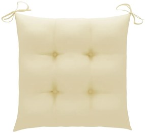 Cadeiras de jardim c/ almofadões branco nata 2 pcs teca maciça