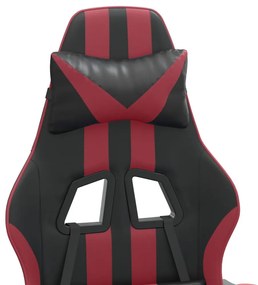 Cadeira gaming +apoio pés couro artificial preto/vermelho tinto