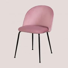 Pack com 2 Cadeiras de Jantar de Veludo Kana Design Pêonia & Preto - Sklum