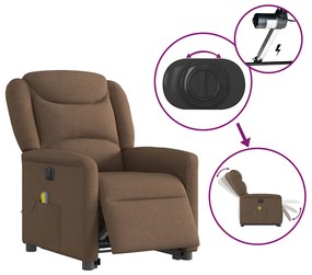 Poltrona elétrica elevatória massagens tecido castanho