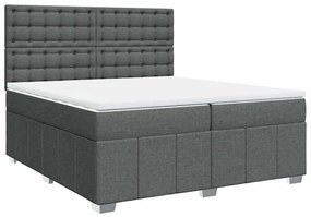 Cama com molas/colchão 200x200 cm tecido cinzento-escuro