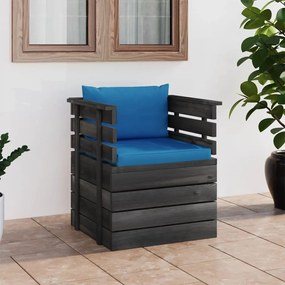 vidaXL Poltrona de jardim com almofadões madeira de pinho