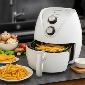 Fritadeira de ar quente 9 em 1 com ecrã tátil e 1500 W Branco + Prateado