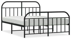 Estrutura de cama com cabeceira e pés 150x200 cm metal preto