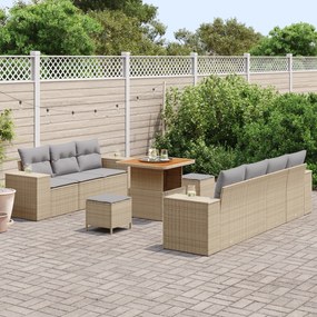 Conjunto de Sofás de Jardim vidaXL de 10 Peças com Almofadas Bege Ratt