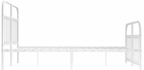 Estrutura de cama com cabeceira e pés 140x190 cm metal branco