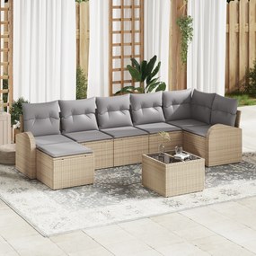 Conjunto de Sofá para Jardim de 8 Peças com Almofadas em Rattan Políme