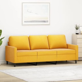 vidaXL Sofá de 3 lugares 180 cm veludo amarelo