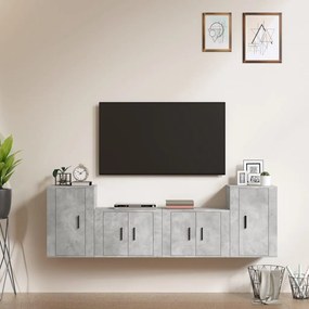 vidaXL Conjunto móveis de TV 4 pcs madeira processada cinzento cimento