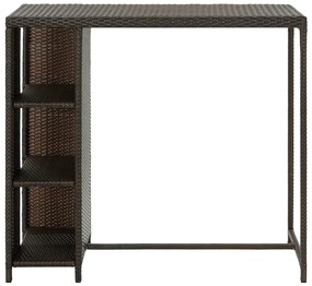 Mesa de bar com prateleiras 120x60x110 cm vime PE castanho