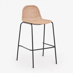 Banqueta Alta De Jardim Empilhável Em Rattan Sintético Reiven Preto & ↑75 Cm - Sklum