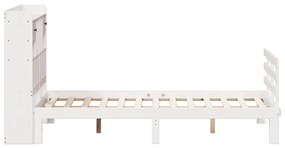 Cama com estante sem colchão 135x190 cm pinho maciço branco