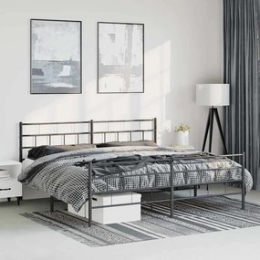 vidaXL Estrutura de cama com cabeceira e pés 183x213 cm metal preto