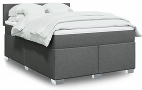 vidaXL Cama com molas/colchão 140x200 cm tecido cinzento-escuro