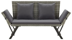 Banco de jardim c/ almofadões 176 cm vime PE cinzento