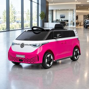 Carro elétrico para Crianças 12V Volkswagen ID BUZZ, Rodas Espuma EVA, assento couro ecológico Rosa
