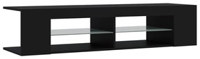Móvel de TV com luzes LED 135x39x30 cm preto