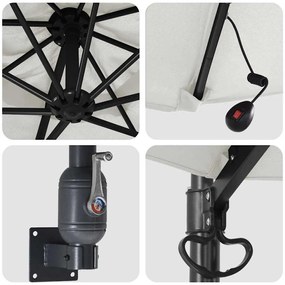 Guarda-Sol de Parede com LEDs Bege 248 cm