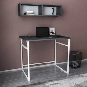 Secretária de Estudo Hussum - Branco Antracite - 90x60x75cm