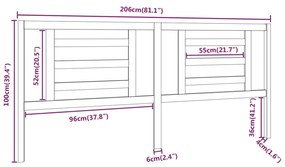 Cabeceira de cama 206x4x100 cm pinho maciço branco