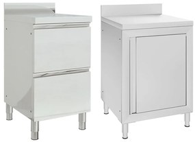 vidaXL Armários de cozinha comerciais 2 pcs aço inoxidável