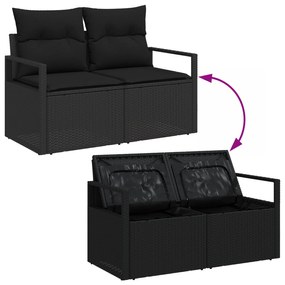 Conjunto de Sofá de Jardim de 11 Peças com Almofadas Rattan Poliéster