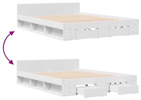 Estrutura de cama c/ gavetas 160x200cm derivados madeira branco