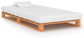 Estrutura de cama em paletes pinho maciço 90x200 castanho